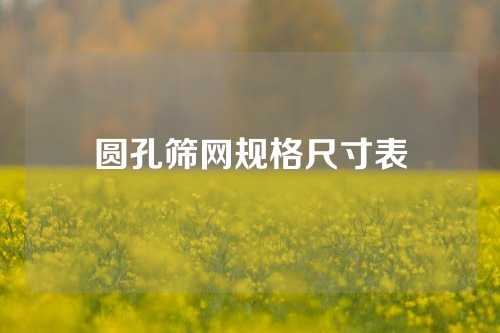 圆孔筛网规格尺寸表