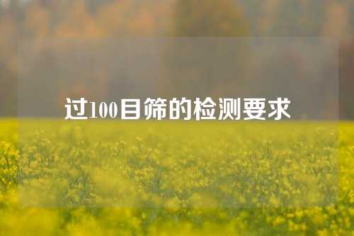 过100目筛的检测要求