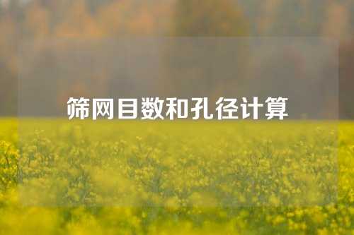 筛网目数和孔径计算